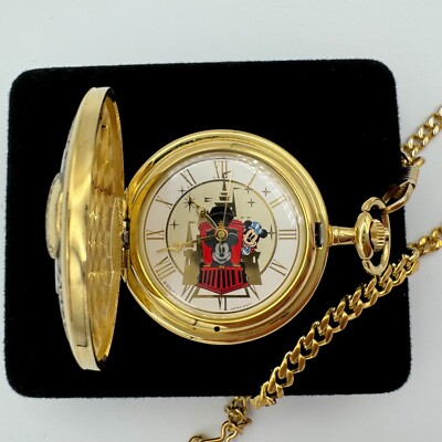 Disney Time Works Mickey Mouse Train Pocket Watch w/ Sound  display picture 3