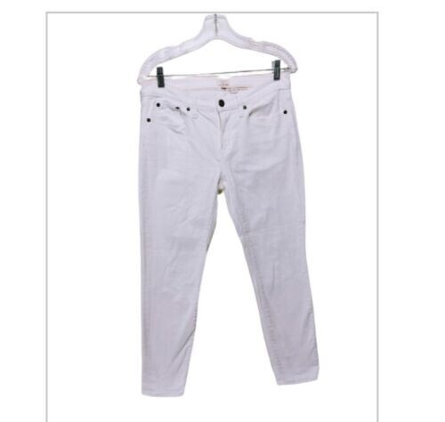 J Crew Stretch White Denim Jeans Womens 29 77087 Tapered Leg