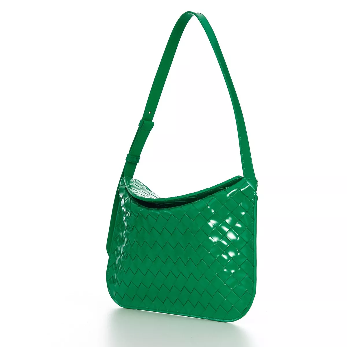 Bottega Veneta Light Green Woven Leather Medium Point Shoulder Bag