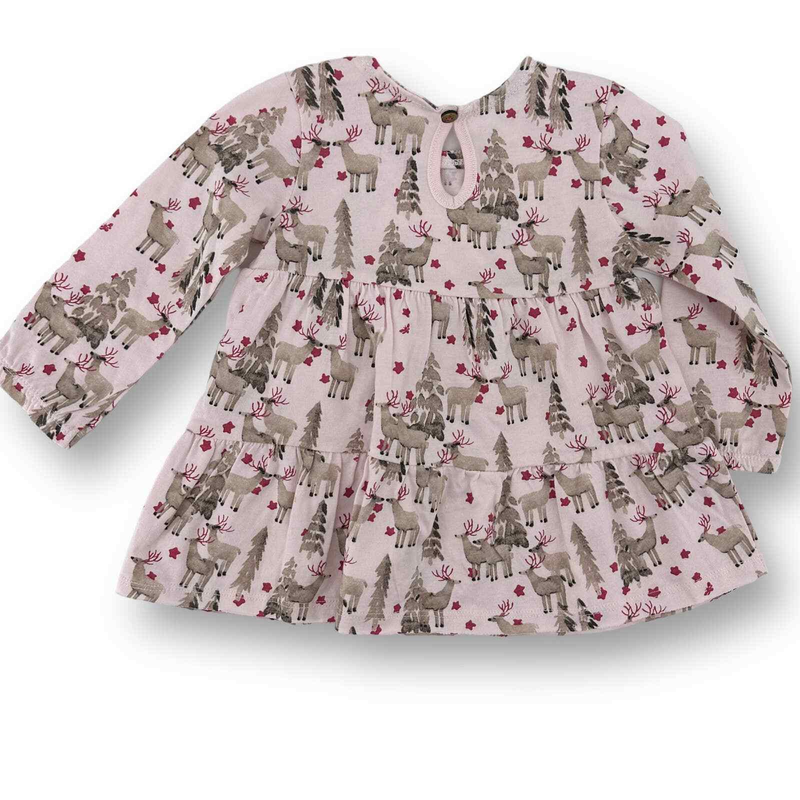 Burt's Bee Baby Christmas Reindeer Print 2pc Outfit Set Girls Size 69