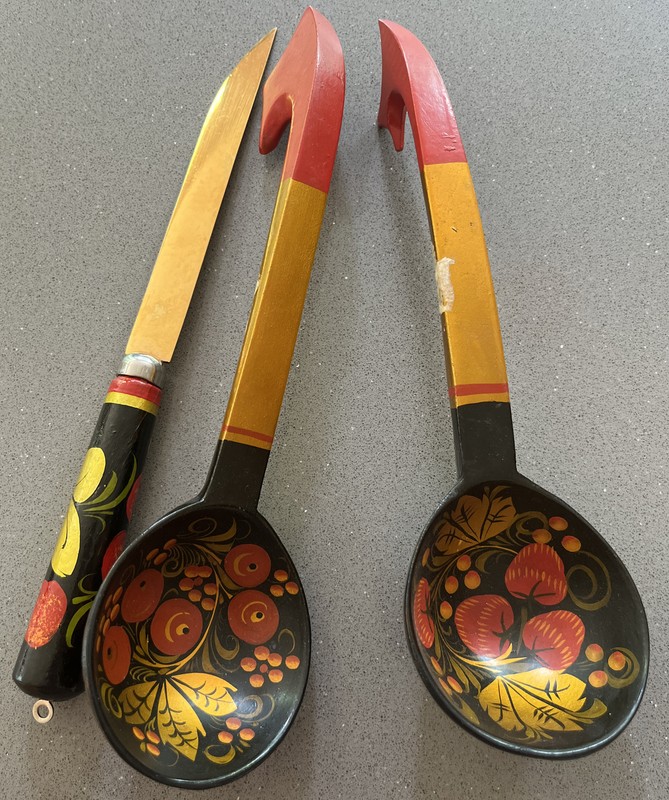 Ukrainian Wooden Spoons and Knife Set