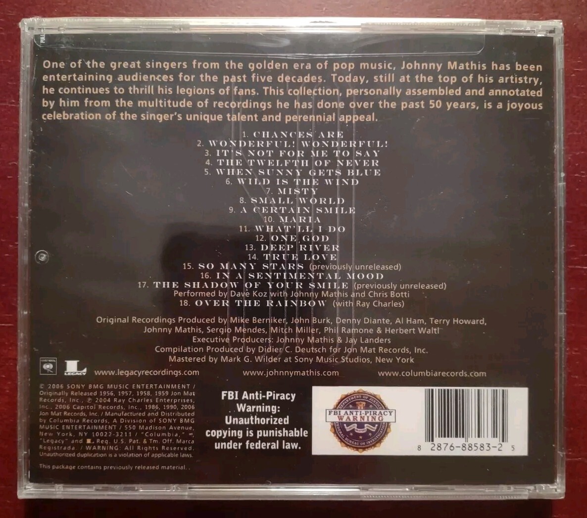 JOHNNY MATHIS GOLD: 50th Anniversary Celebration - Sony 2006 - CD