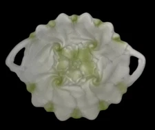 Indiana Glass Wild Rose Pattern 12” Pale Green Tray Satinized Handled VTG USA