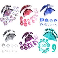 36-54PCS Ear Stretching Kit Acrylic Gauges Spiral Taper Plug Set Body Piercing