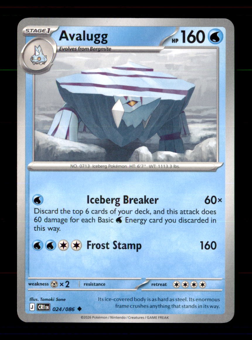 Avalugg 024/086 Uncommon Chaos Rising Pokemon Near Mint