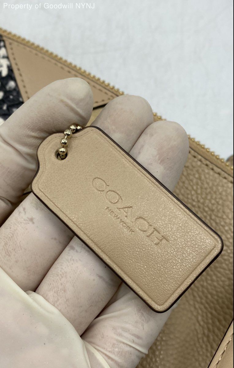 Coach Beige Leather Snakeskin Patchwork Tote Shou… - image 7