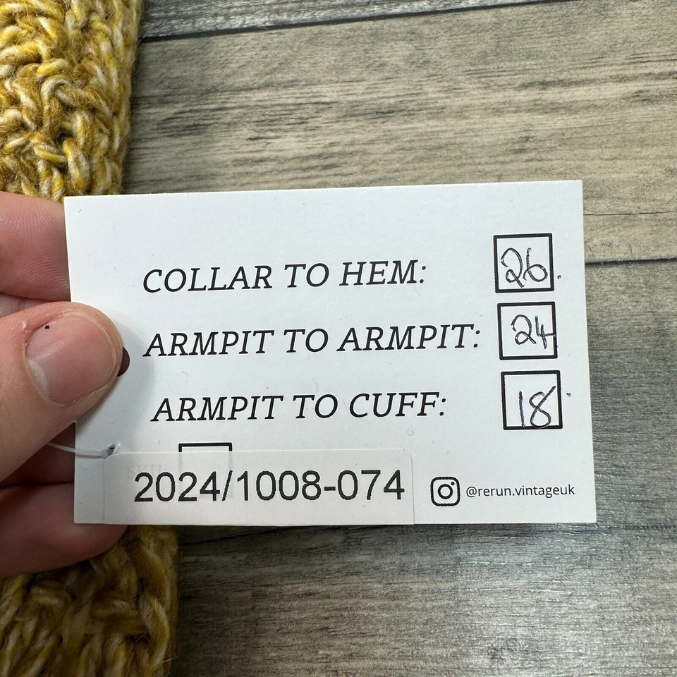 Vintage Sears Knit Jumper Chunky 100% Wool Yellow Brown Sweater Mens Medium - Image 2 of 4