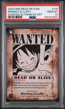 Monkey D. Luffy Wanted OP13-118 One Piece Carrying On His Will English PSA 10