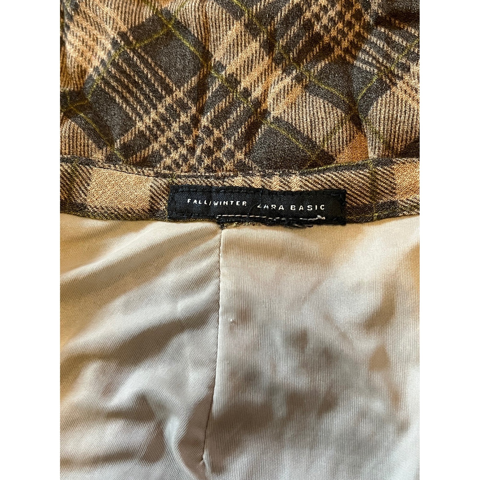 Zara Basic Fall Winter Brown Plaid Viscose Midi S… - image 4