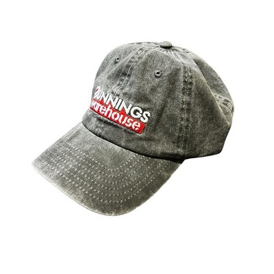Bunnings Warehouse Cap Hat Grey Washed Cotton Adjustable OSFA Logo BNWT