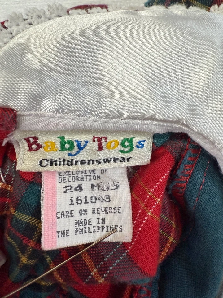 Mameluco Burbuja Calado A Cuadros Niña Pequeña De Colección Vacaciones Bordado Navidad 24 M Foto 3 de 4