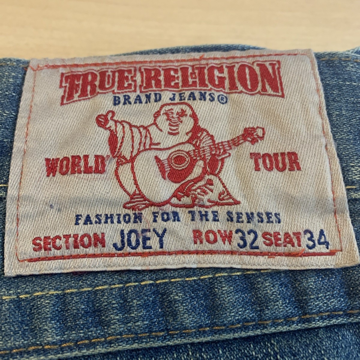 True Religion Flare Twisted Buddha Graphic embroidered pocket USA