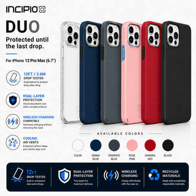 INCIPIO Duo (iPhone 12 Pro Max) Hülle, 12ft Sturzsicher, Stoßfest, Robuste Hülle