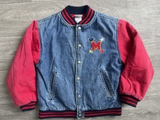 Vintage Disney Store Mickey Mouse Denim Varsity Jacket   Size M