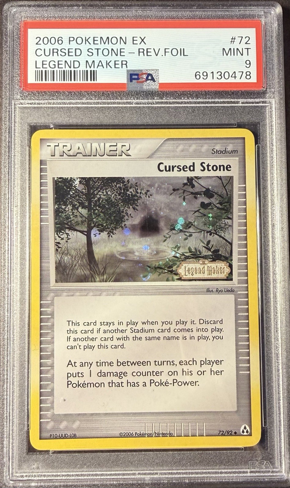 2006 Pokémon EX Legend Maker 72 Cursed Stone Reverse PSA 9 Mint