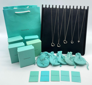Collana originale Tiffany&Co.SV925 cuore aperto/croce set 5 con scatola/sacchetto antipolvere SK110660