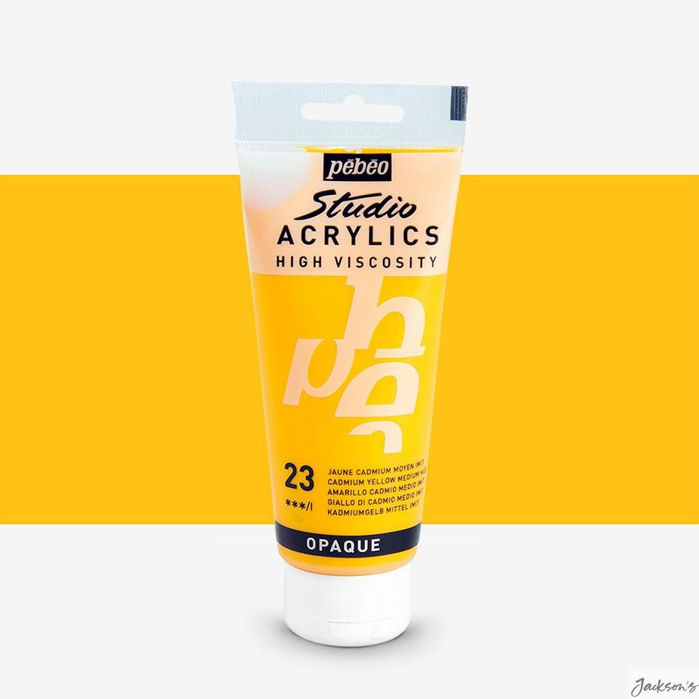 Pebeo Studio Acrylic Paint High Viscosity 100ml Tube Medium Cad Yellow Hue