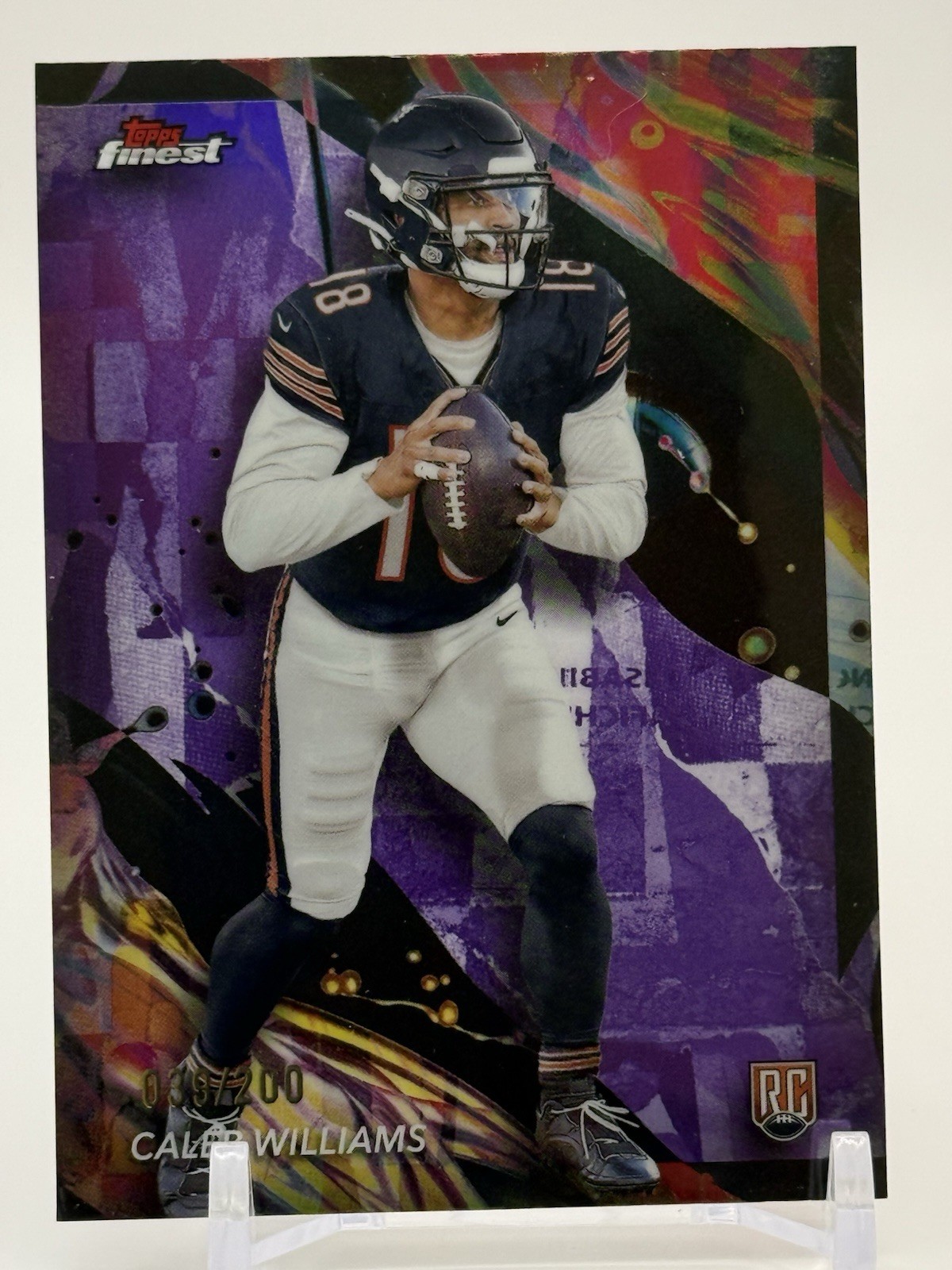 2024 Topps Finest - Uncommon Caleb Williams #161 Sky Blue Refractor /250 (RC)
