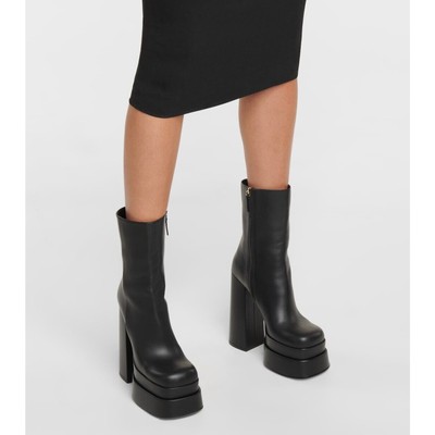 Versace Runway 2021 Aevitas Platform Black Leather Ankle Bootie 39/ 9 NIB $1,725
