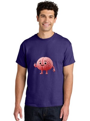 Smiling-Brain Mens Graphic Tee, 100% Cotton, Casual Summer Wear