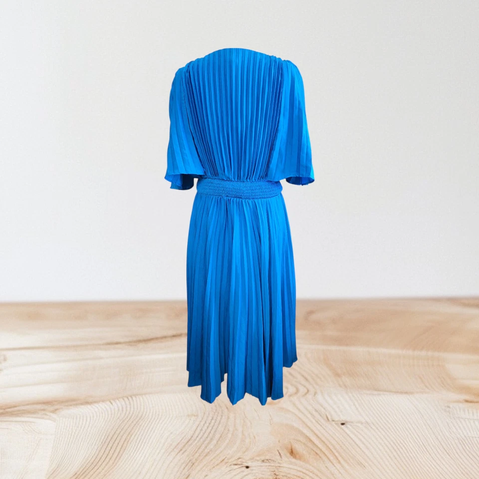 EXPRESS Midi 连衣裙大号打褶鸡尾酒礼服派对假日职业休闲 — 第 4/4 张图片