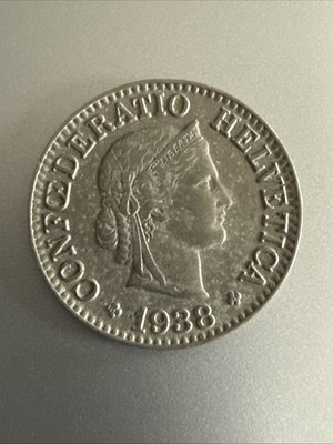 1938 B Switzerland 10 Rappen Nickel KM# 27b Coin