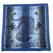 Hermes Kale90 Jungle Love Silk Scarf Blue or Like