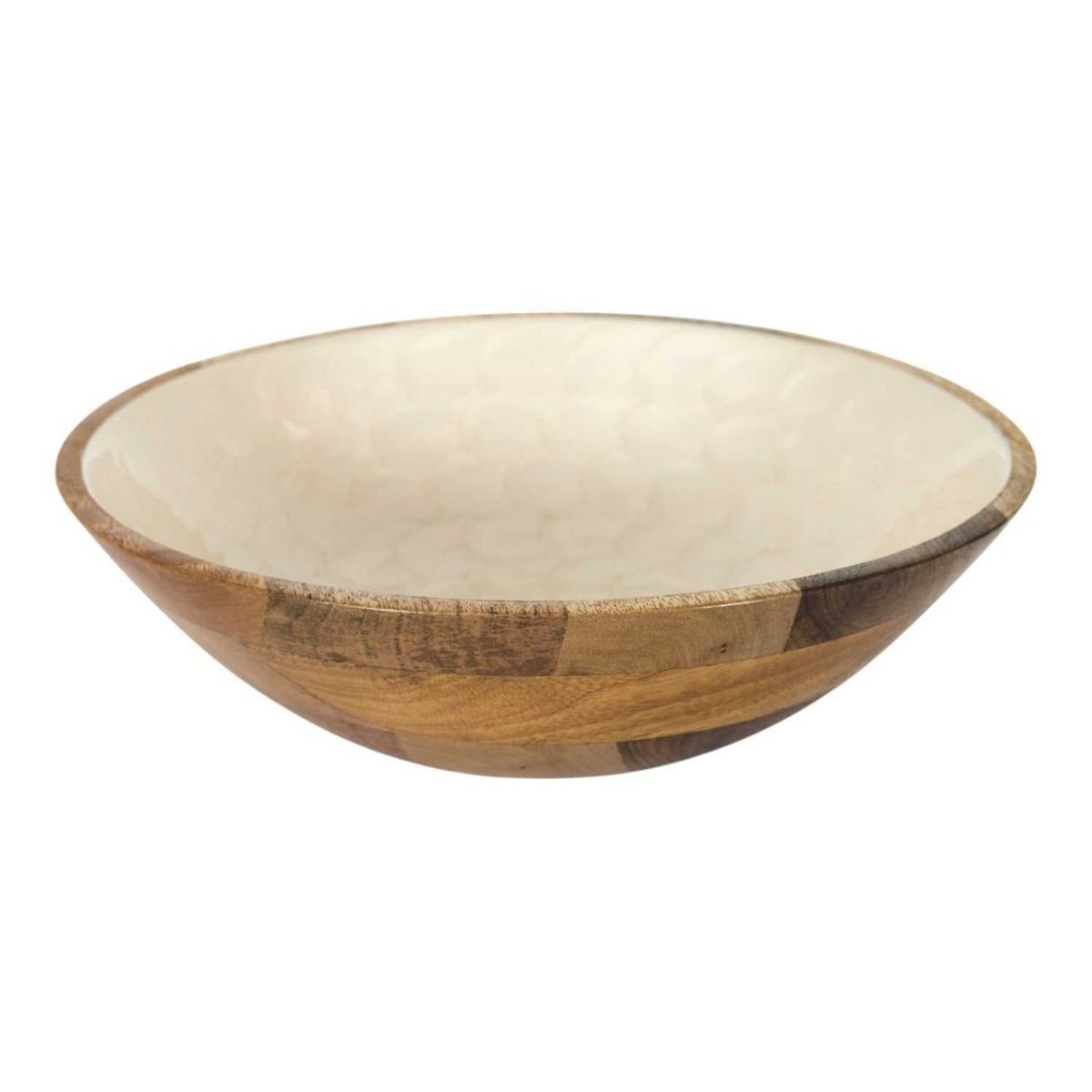 Saladier en bois Nerina beige 27cm pour repas de famille