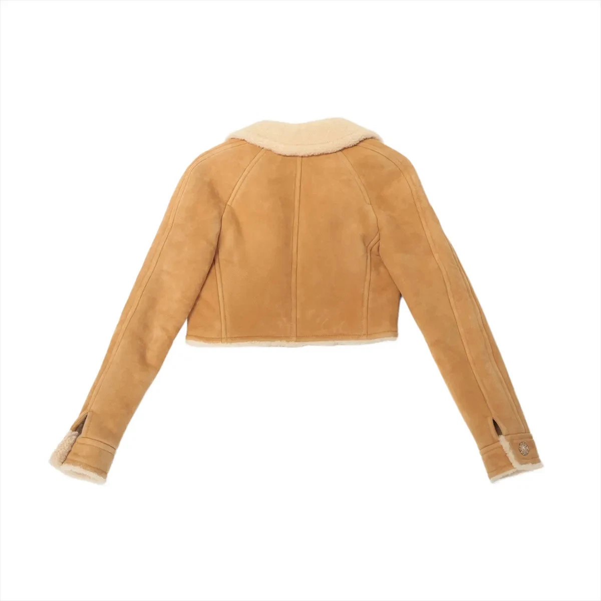 Chanel Lam giacca shearling 36 donna marrone chiaro P64480C00353 cropped