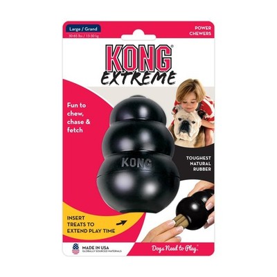 KONG Extreme L, schwarz - Kauspielzeug aus Naturkautschuk für Hunde Spielzeug 