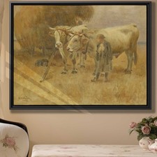 Rural Countryside Animal Cows Canvas Print Vintage Farmhouse Wall Art Decor