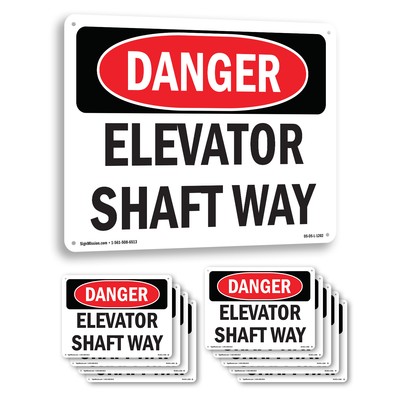 Elevator Shaft Way OSHA Danger Sign Metal, Plastic, Or Decal - 5 or 10 Pack