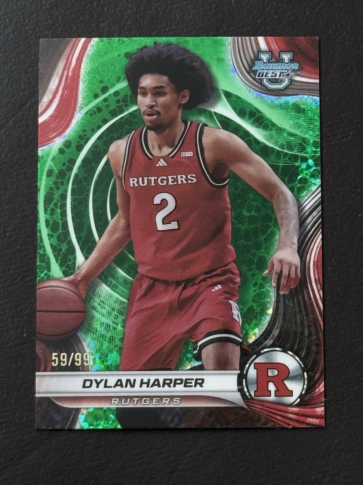 2024-25 Bowman U Best - Dylan Harper #22 Green Mini-Diamond Refractor /99 (RC)