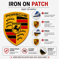 Porsche Embroidered Patch Iron On Sew On Racing Auto Logo Badge Jackets Applique
