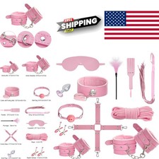 12 Piece Fetish Kit with Handcuffs Blindfold Whip and Nipple Clamps for Couples