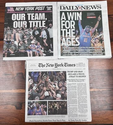 New York Knicks NBA Newspapers N.Y. Times Post Daily News Champions   