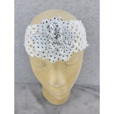 Headband White Crochet Lace Polka Dot Flower Turban Hair Accessory