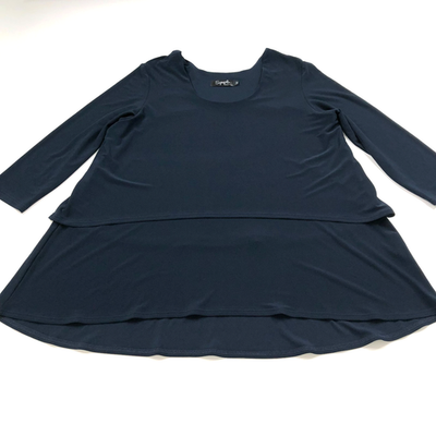 #ad Sympli 14 Tiered Layered Womens Pullover Top Blouse Navy Blue $32.20
