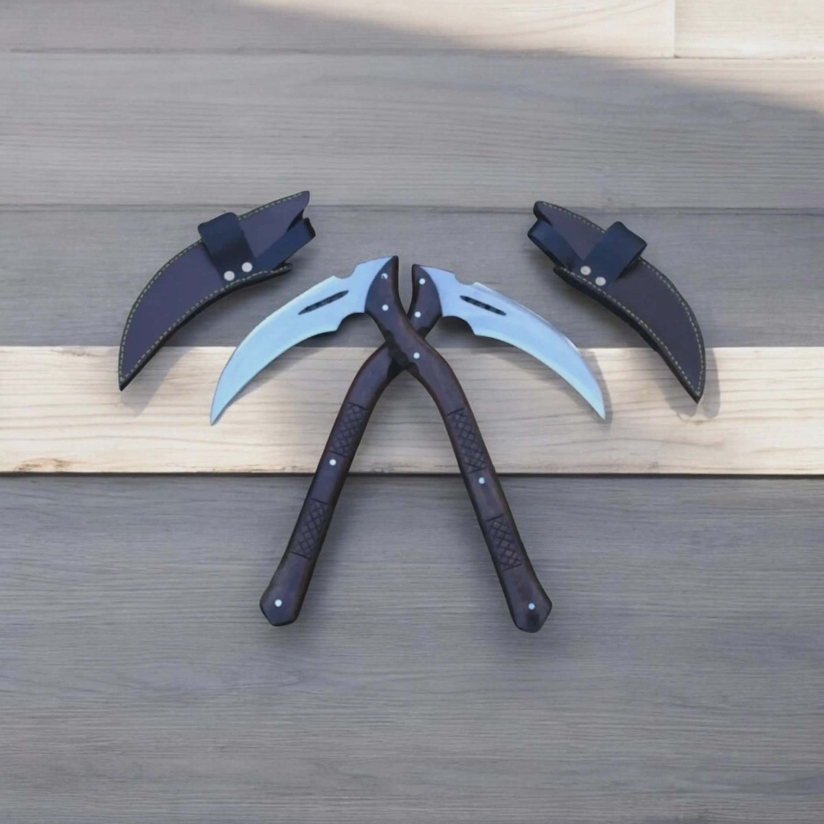 Custom Handmade Carbon Steel Blade Japanese Kama Set Hunting Kamas