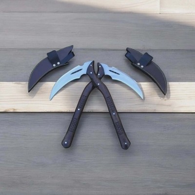 Custom Handmade Carbon Steel Blade Japanese Kama Set Hunting Kamas