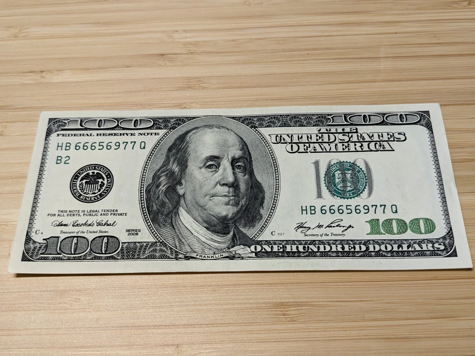 US $100 Dollar Bill 2006 Fancy Serial # DEVIL'S NUMBER *666* - Image 4 of 4