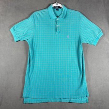 Vintage Polo Ralph Lauren Men M Teal Check Polo Shirt Made in USA Purple Pony