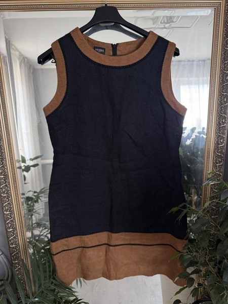 Women Hobbs Dress Brown Linen L