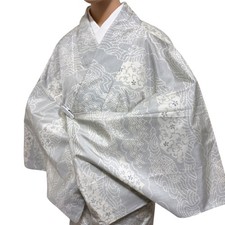 T-1582 Kimono Tsumugi pongee Double-lined Silk Y66cm H back 153.5cm Women's