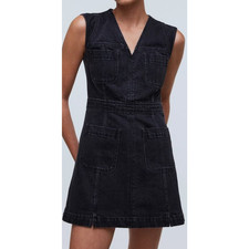 Madewell Denim Cap Sleeve V Neck Tarrybrook Wash Mini Dress US Women's 2 New