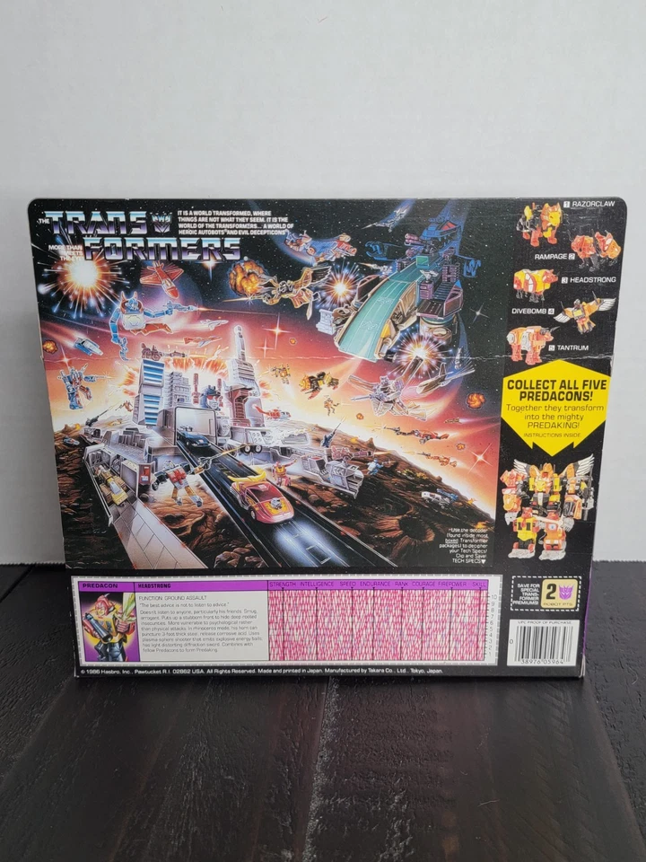 Transformers G1 HEADSTRONG MISB AFA Factory Tape Sealed Vintage Predaking 1986 - Image 3 of 4