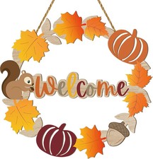 Fall Door Decor Pumpkin Maple Leaf Wall Decor Fall Wreaths for Front Door