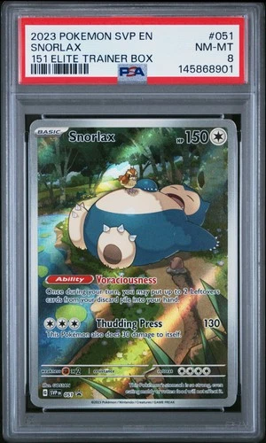 2023 POKEMON SVP EN-SV BLACK STAR PROMO 151 ELITE TRAINER BOX #051 SNORLAX PSA 8