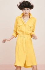 Suzi Chin for Maggy Boutique Crêpe de Chine Shirtdress Sz 12 Lemon