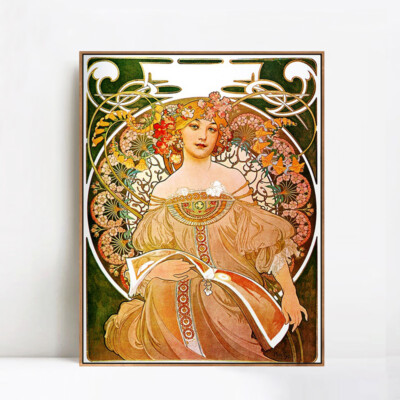 Framed Canvas Print Reverie, 1897 by Alphonse Mucha Wall Art Home Decorations